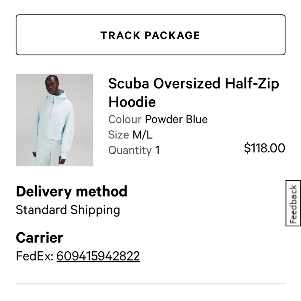 Lululemon Half Zip Powder Blue Scuba